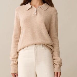 100% Wool Tan Collared Sweater